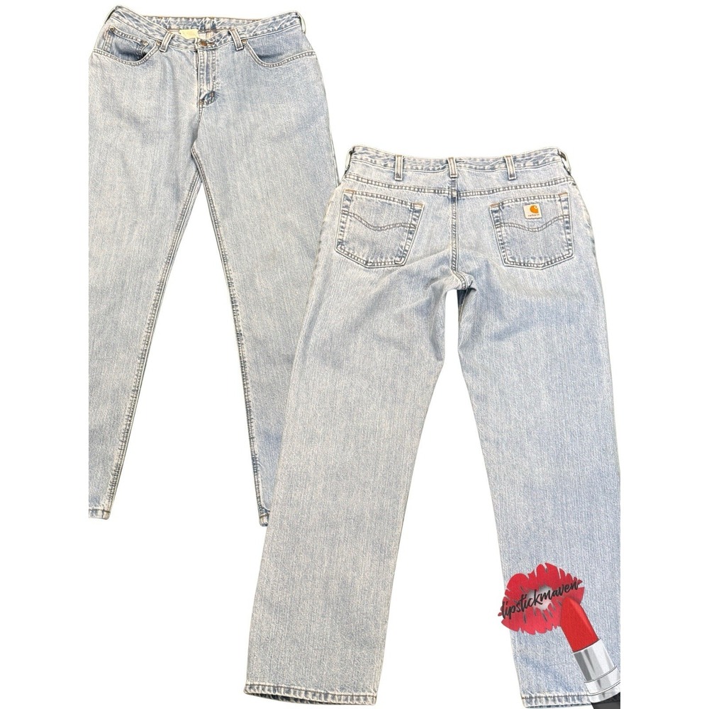 Carhartt Jeans Womens‎ 14 x 32 Blue Denim Straight Leg Pockets Outdoors Vintage